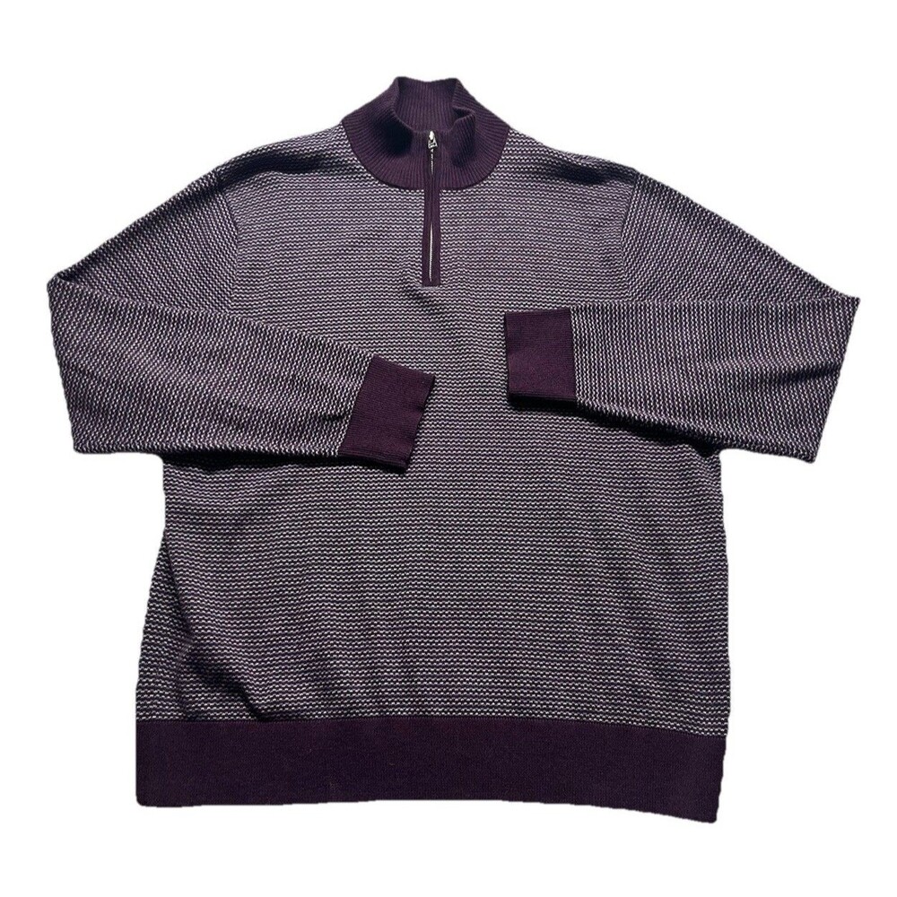BONOBOS SWEATER MENS XL CASHMERE BLEND 1/2-ZIP BURGUNDY PULLOVER PREPPY CLASSIC